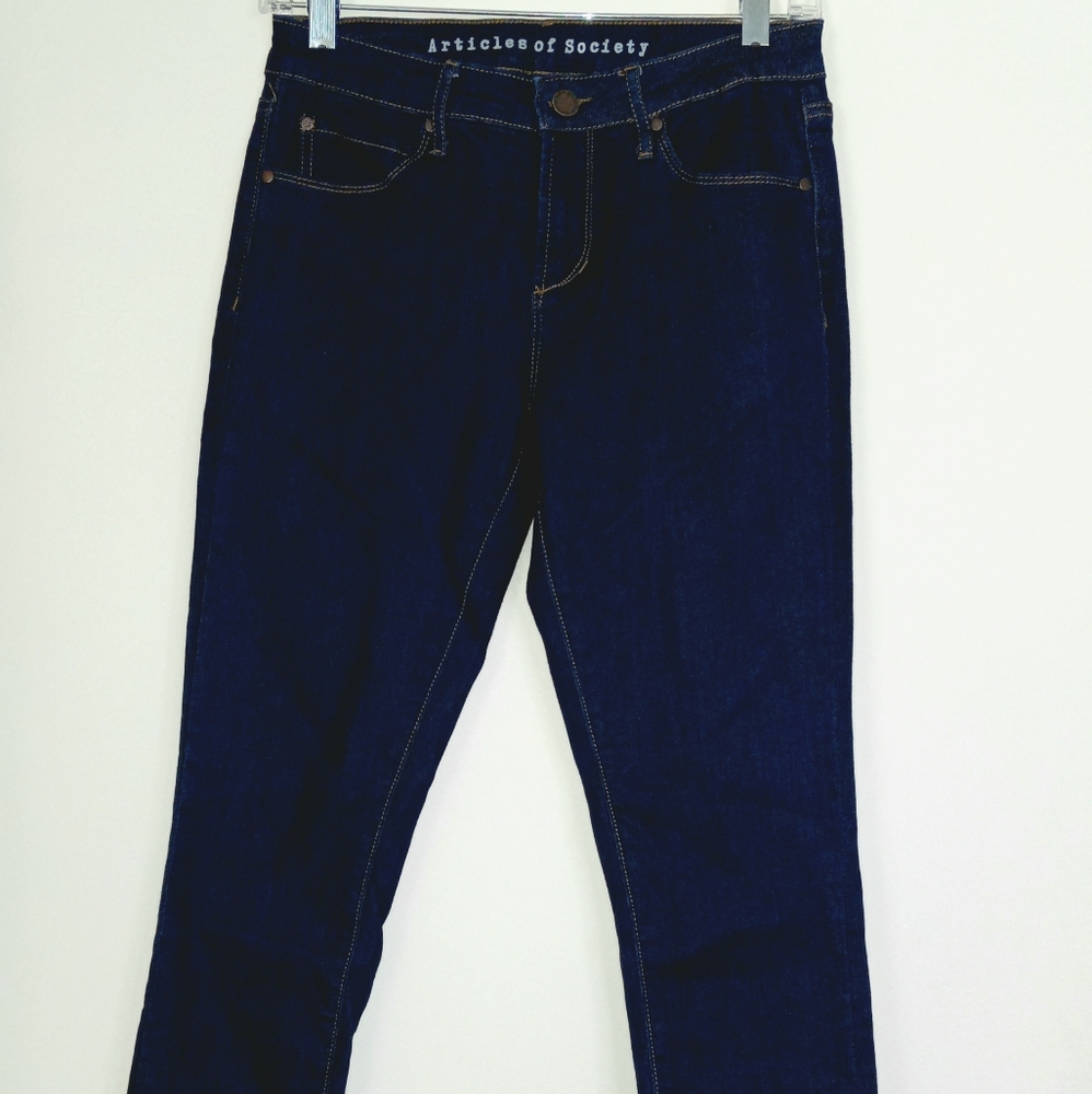 Articles of Society dark wash skinny frayed hem jeans size 26